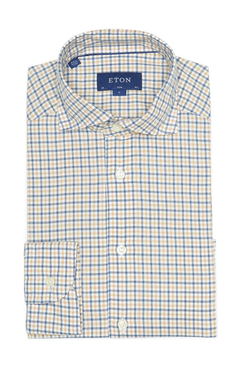 Eton Slim Fit Checker Shirt, Main, color, 