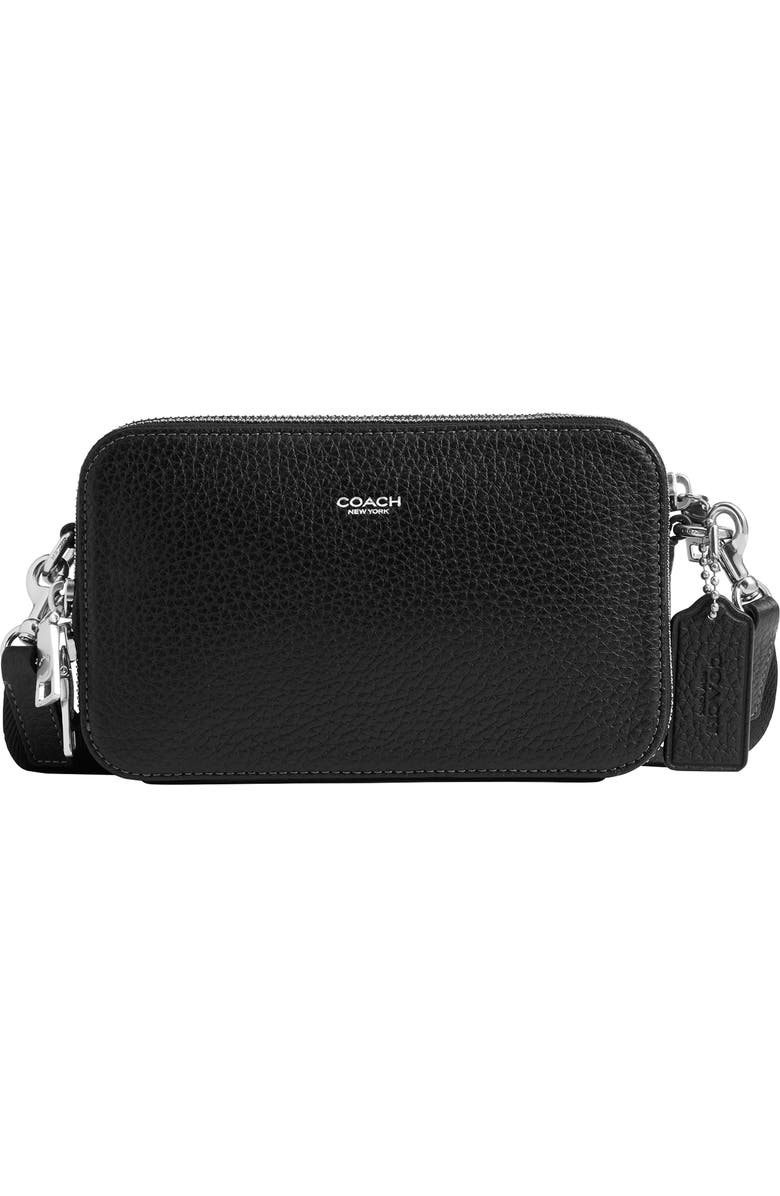 COACH Clinton Leather Crossbody Bag, Main, color, Black