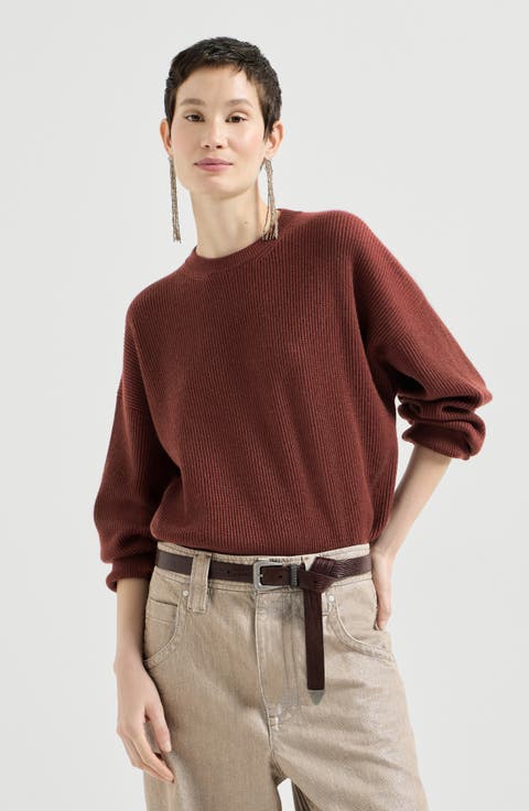 Sparkling cashmere English rib sweater