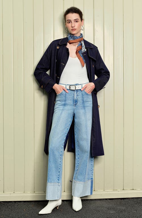 Bayeas Cuffed Seamed High Waist Wide Leg Jeans In Blue