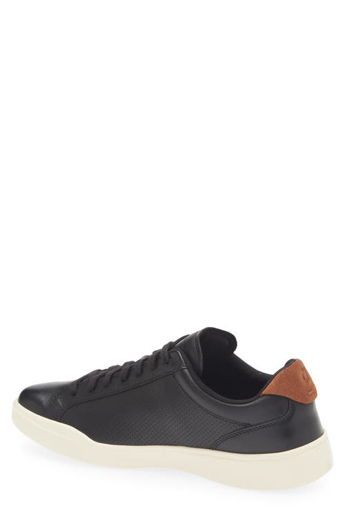 Cole Haan Grand Crosscourt Perforated Sneaker In Black/british Tan/ivory