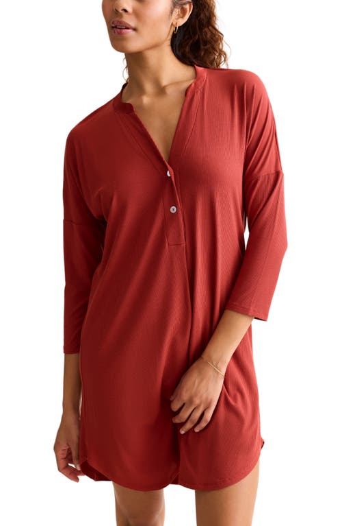 Fleur't Dolman Three Quarter Sleeve Nightshirt In Brown