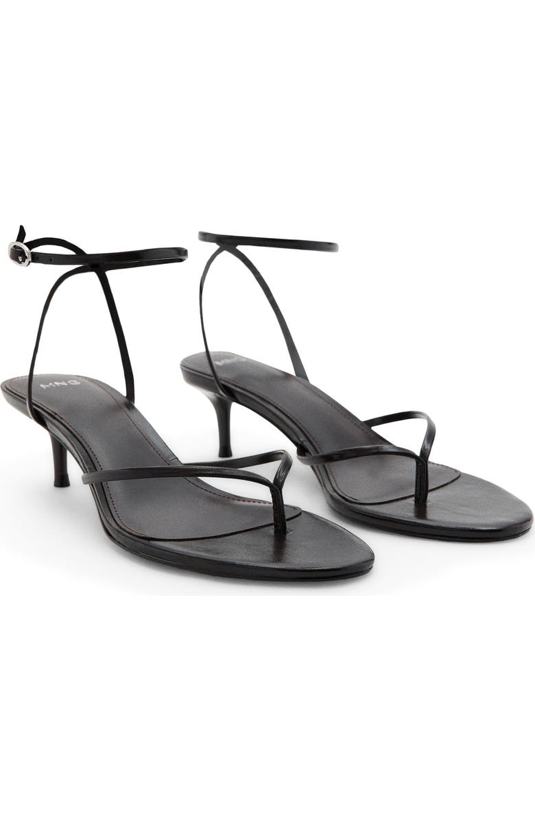 MANGO Ankle Strap Sandal, Main, color, Black Leather