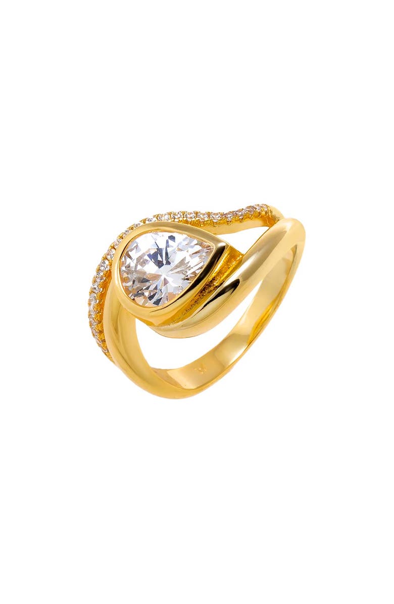 BY ADINA EDEN CZ Sideway Pear Enclosed Ring, Main, color, Gold