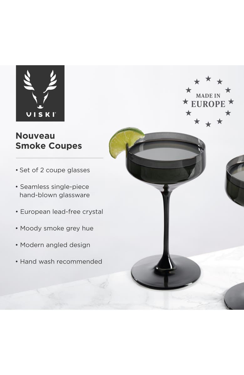 Viski Reserve Nouveau Crystal Coupes, Alternate, color, Black