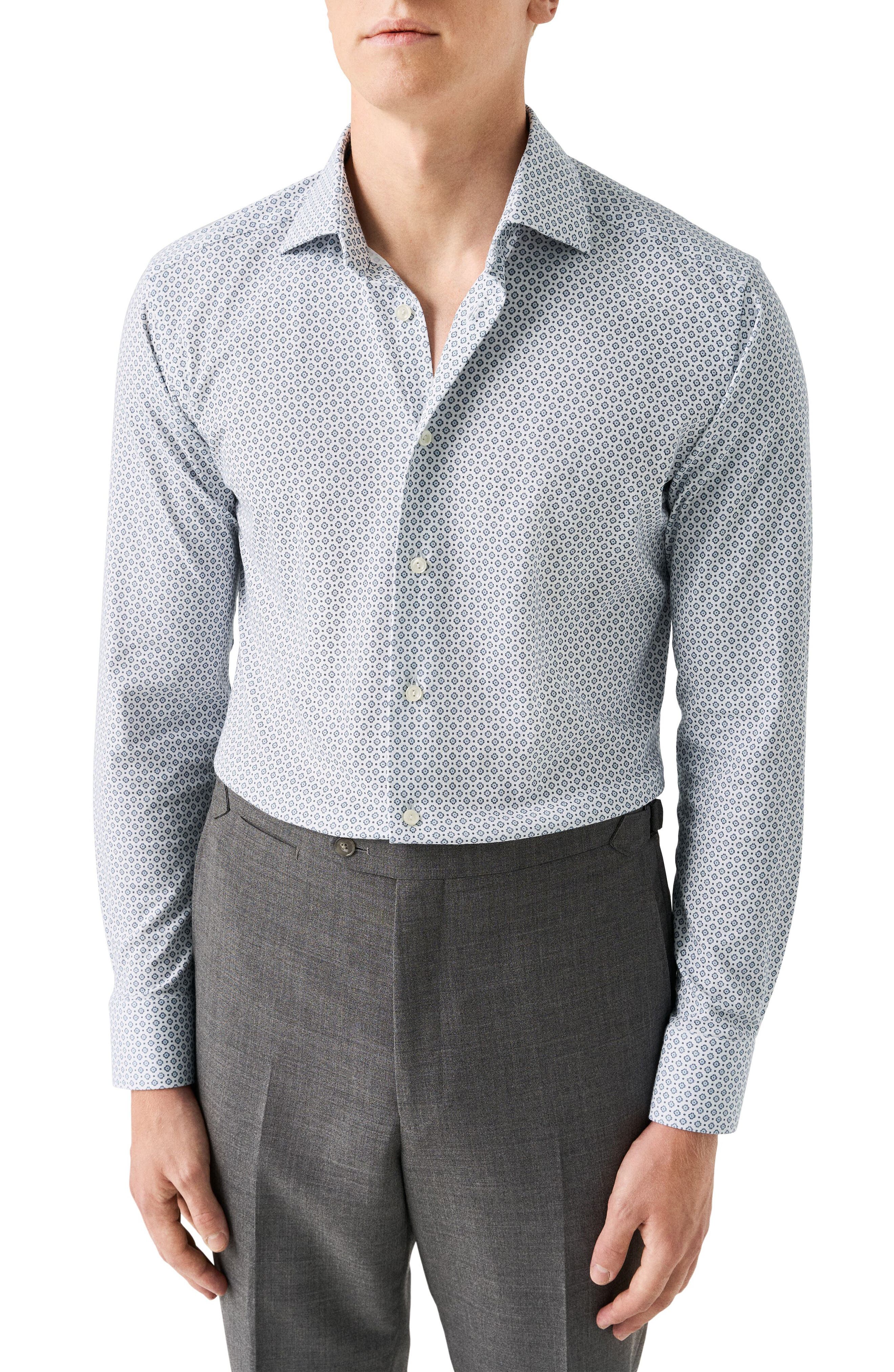 Eton Slim Fit Medallion 4Flex Fit Stretch Jersey Dress Shirt