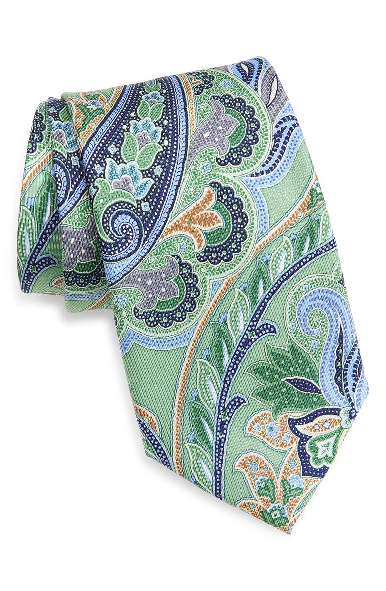 Nordstrom Paisley Jacquard Silk Tie, Main, color, Green