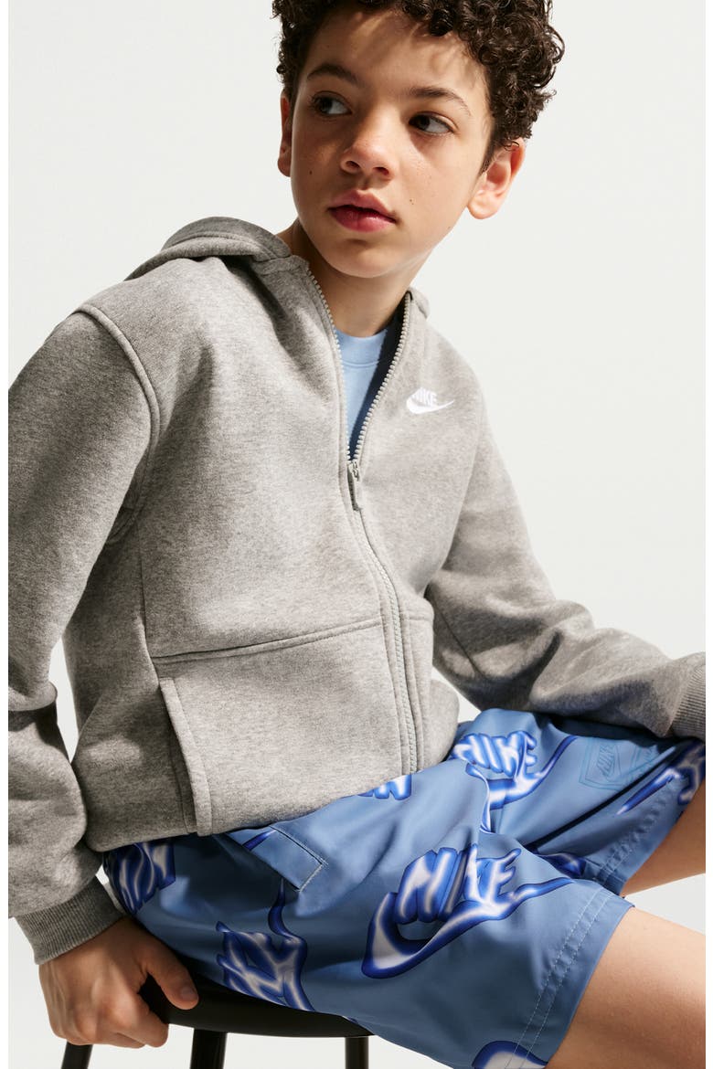 Kids' Sportswear Club Woven Drawstring Shorts, Alternate, color, 486 WORK BLUE/STAR BLUE