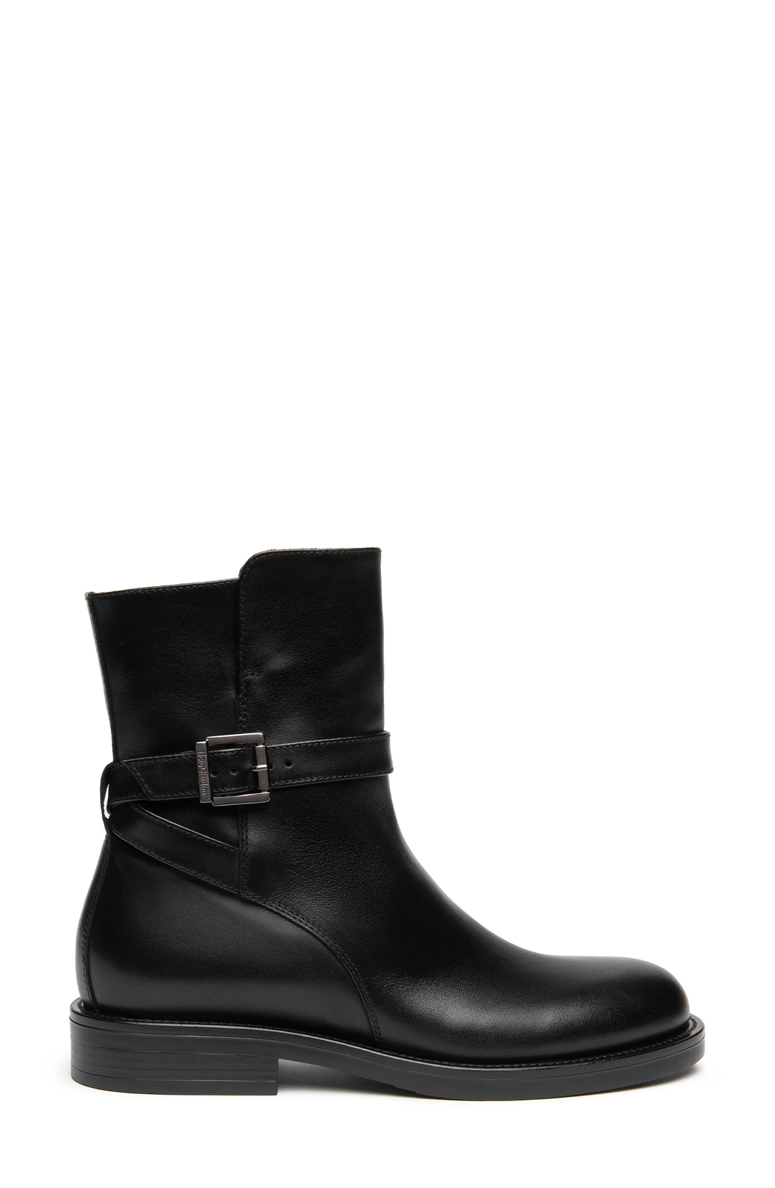 Buckle Leather Bootie, Alternate, color, BLACK