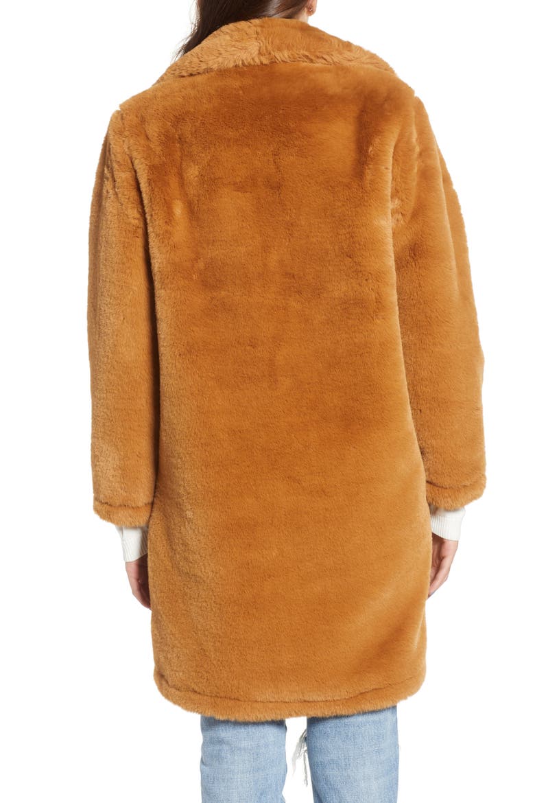 Faux Fur Coat, Alternate, color, CAMEL