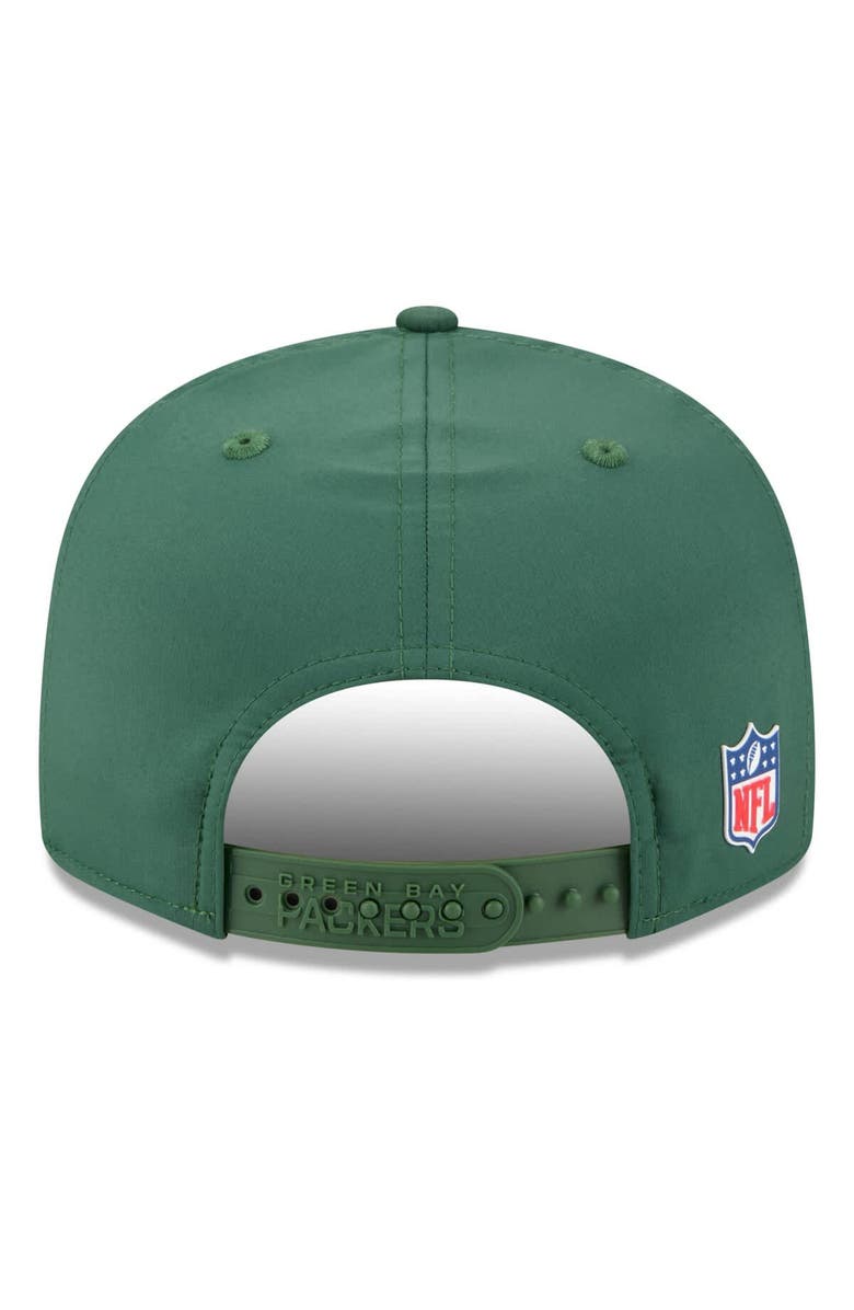 New Era Men's New Era Green Green Bay Packers 2025 Sideline Split Panel 9FIFTY Snapback Hat, Alternate, color, Green