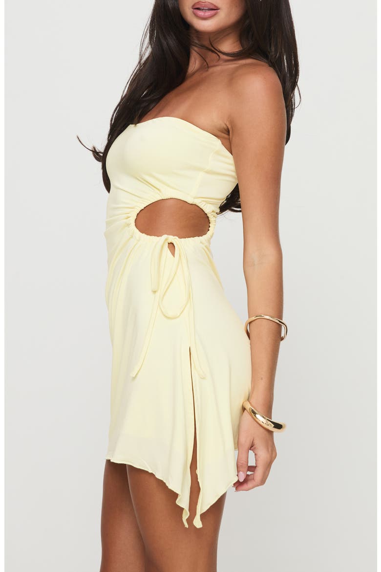 Twyla Cutout Strapless Minidress, Alternate, color, YELLOW