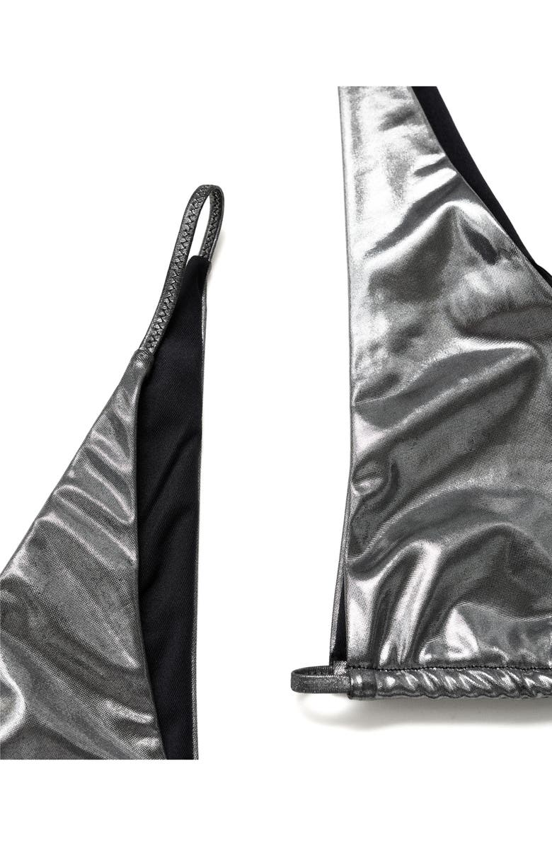 MANGO Metallic Cutout Bikini Top, Alternate, color, Silver