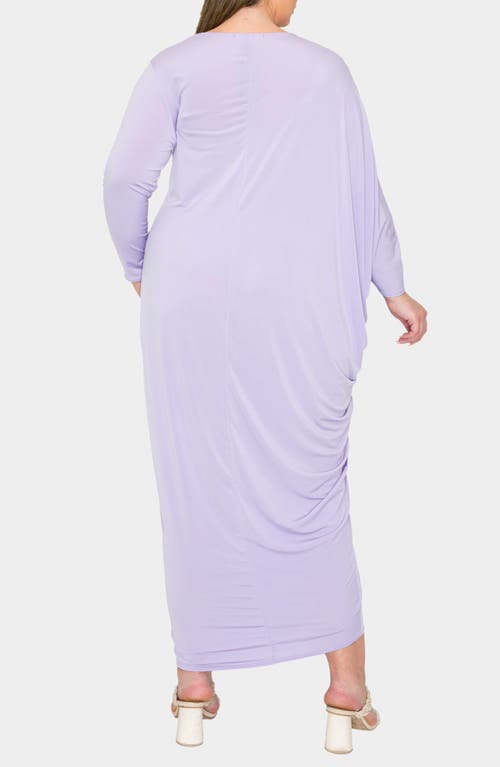 L I V D Louella Asymmetrical Long Sleeve Stretch Maxi Dress In Lilac