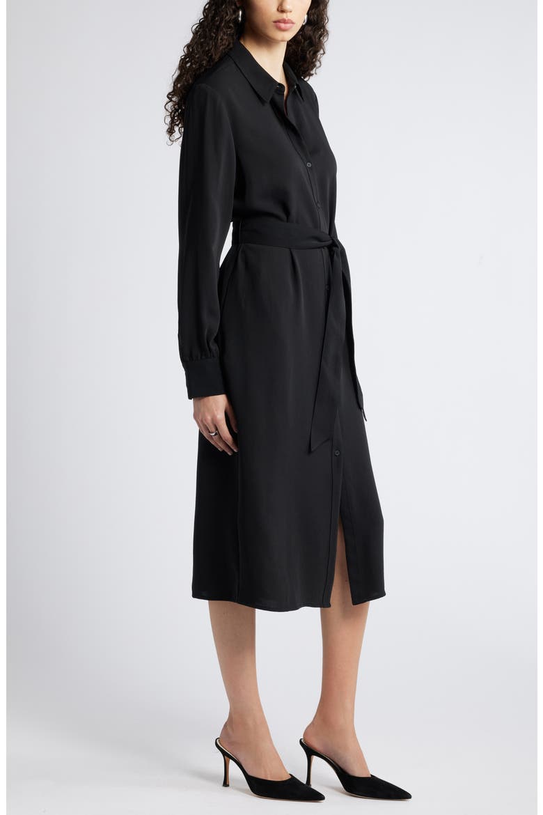 Long Sleeve Belted Shirtdress, Alternate, color, BLACK