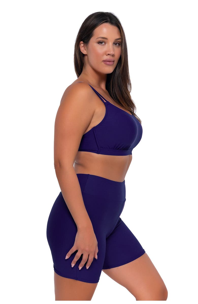 Sunsets Escape Bayside Bike Short Swim Bottoms, Alternate, color, Indigo