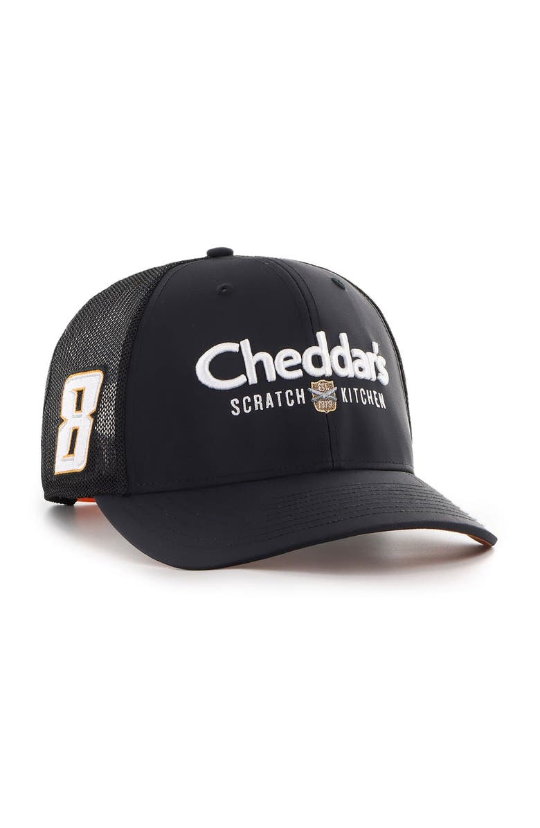 '47 Men's '47 Black Kyle Busch Cheddar's Sure Shot Brrr Trucker Adjustable Hat, Main, color, Black