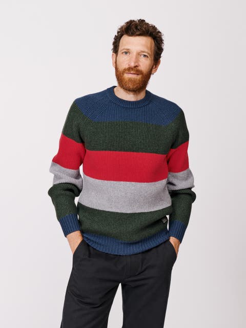 Pitt Block Stripe Crew Neck Sweater