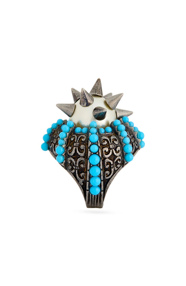 Gucci Crystal Spike Statement Ring, Alternate, color, Light Blue