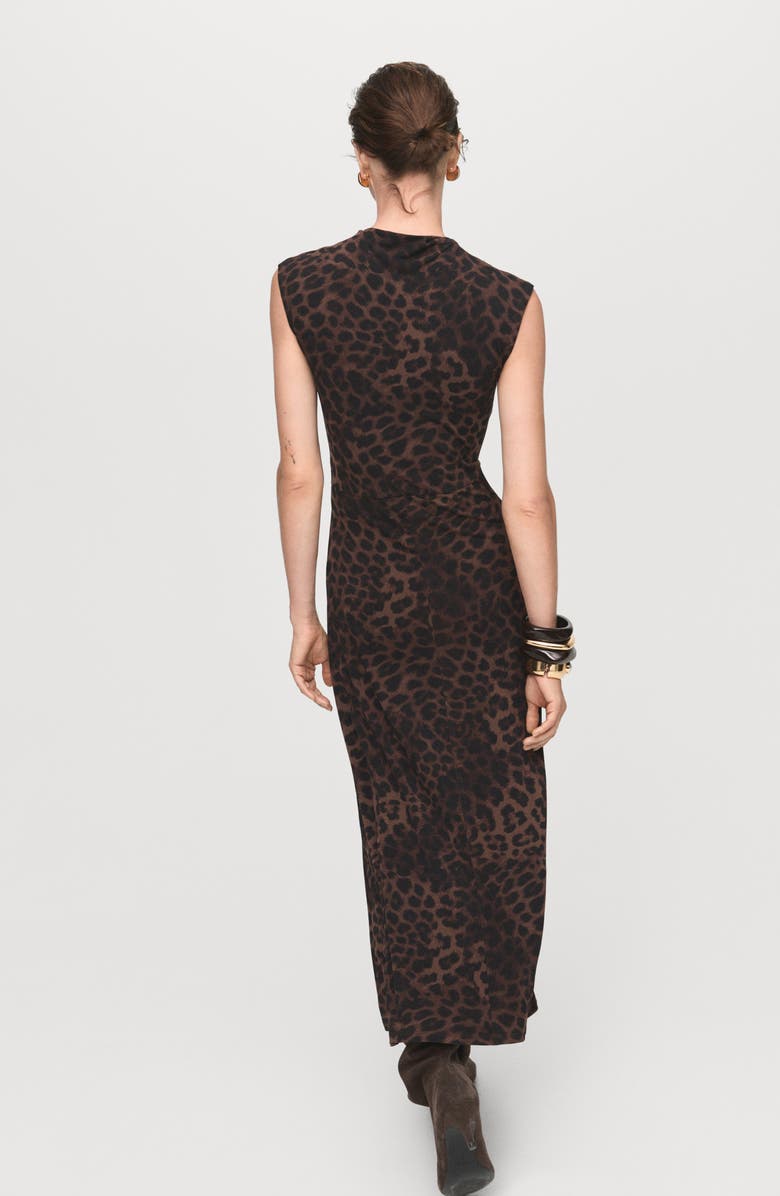 MANGO Leopard Sleeveless Maxi Dress, Alternate, color, Brown