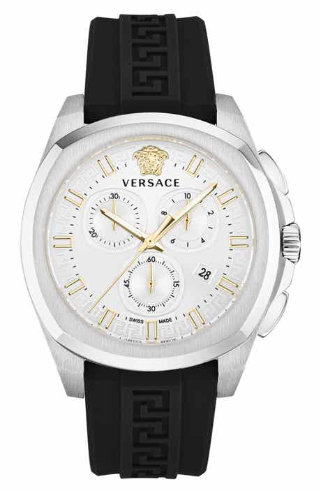 Versace Geo Silicone Strap Chronograph Watch, 43mm