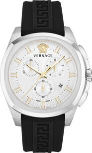 Versace Geo Silicone Strap Chronograph Watch, 43mm