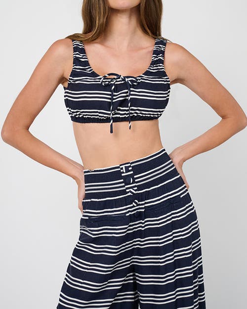 Weworewhat Button Front Palazzo Pant In Dk Navy/offwh