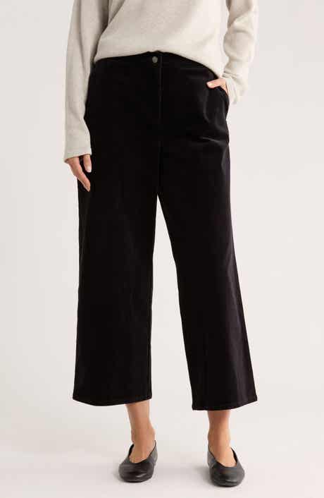 Eileen Fisher Stretch Organic Cotton Corduroy Wide Leg Ankle Pants