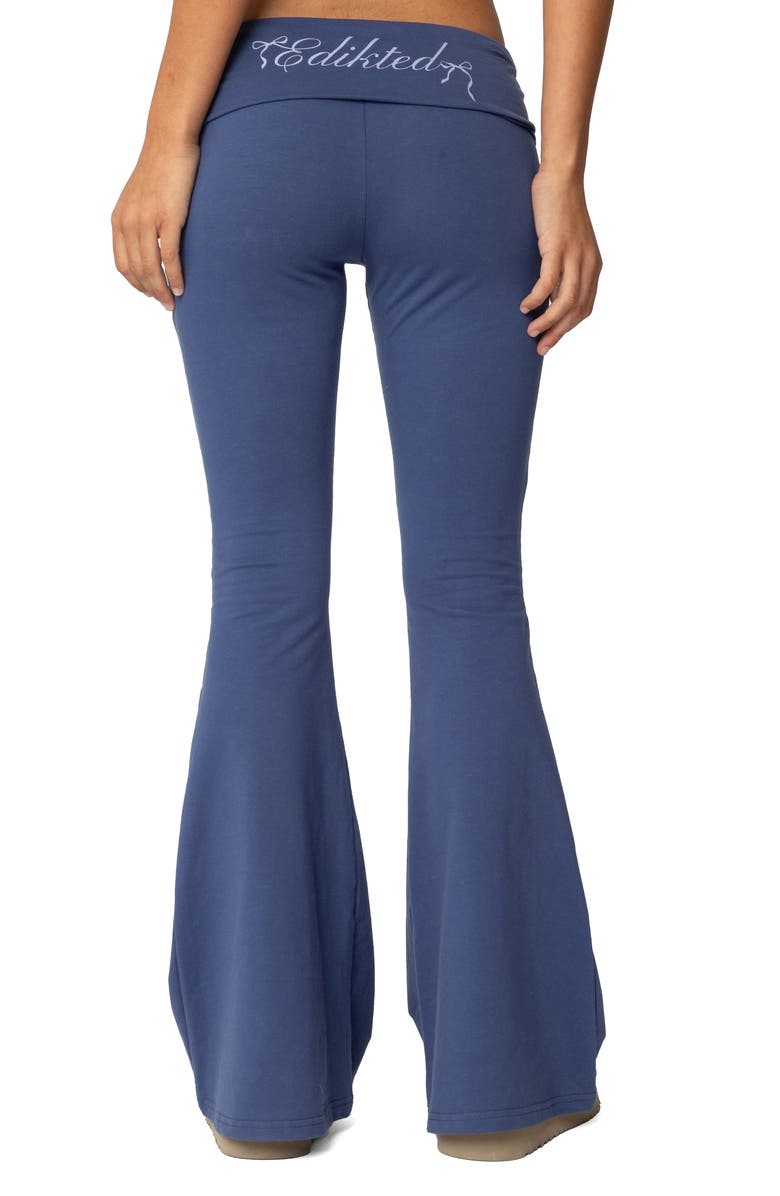 EDIKTED Aiyana Foldover Waistband Flare Pants, Alternate, color, Blue