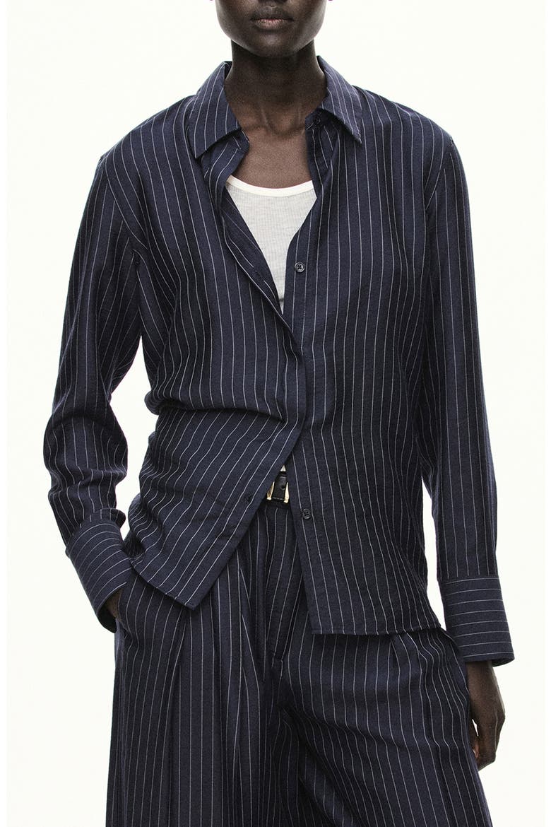 Pinstripe Shirt, Main, color, NAVY