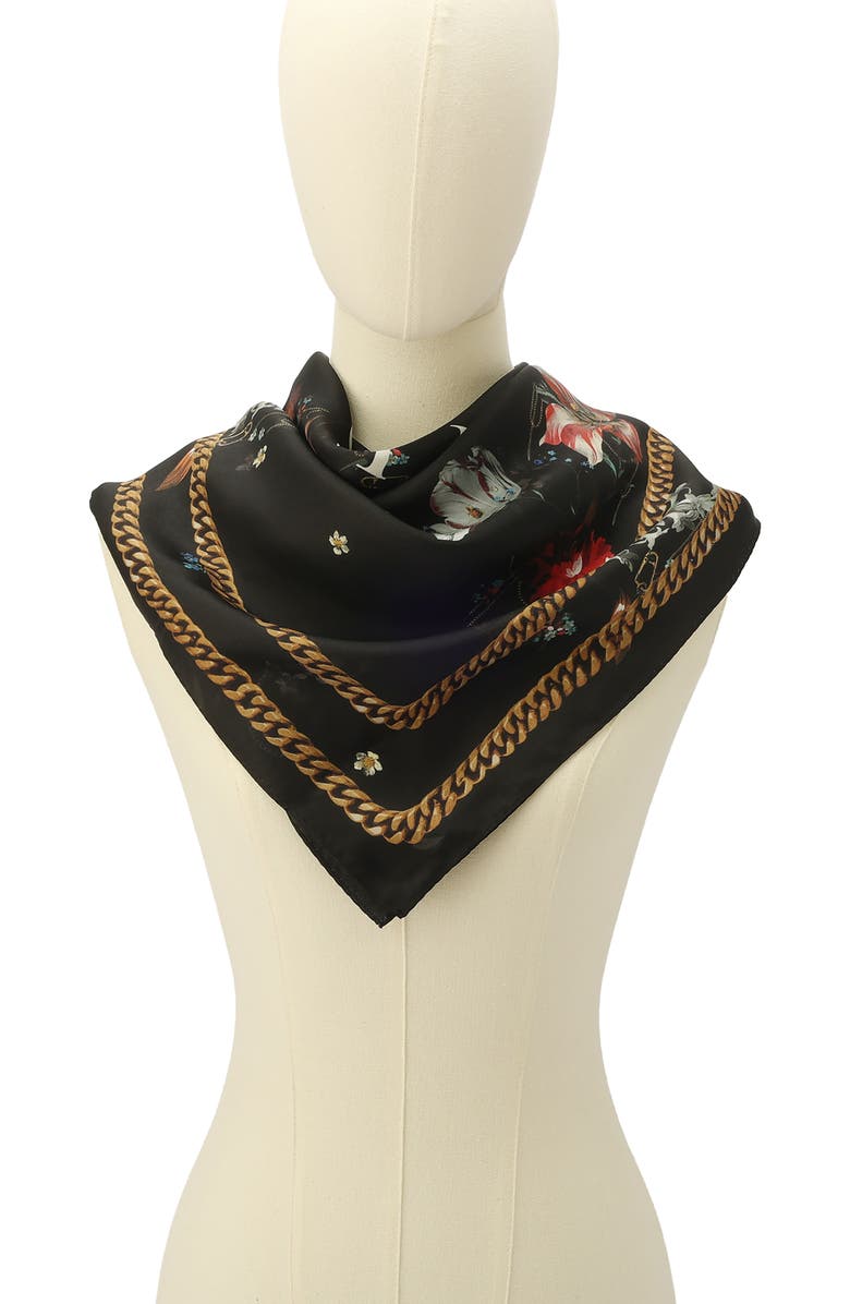 AllSaints Ania Large Square Scarf, Alternate, color, Black