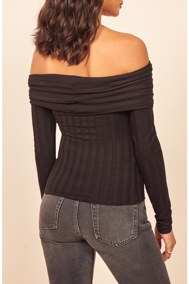 Roxi Off the Shoulder Top, Alternate, color, BLACK