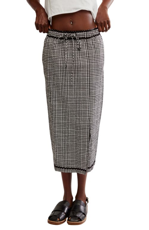 Shop Free People Penelope Gingham Midi Skirt In Black Combo