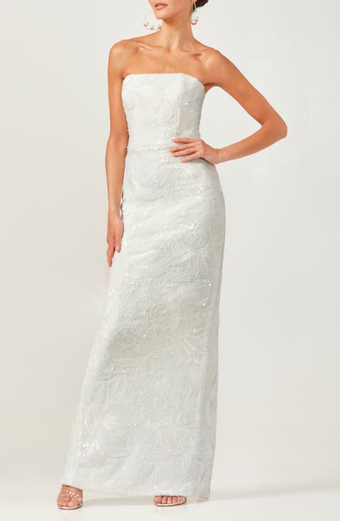 Serena Sequin Strapless Sheath Gown