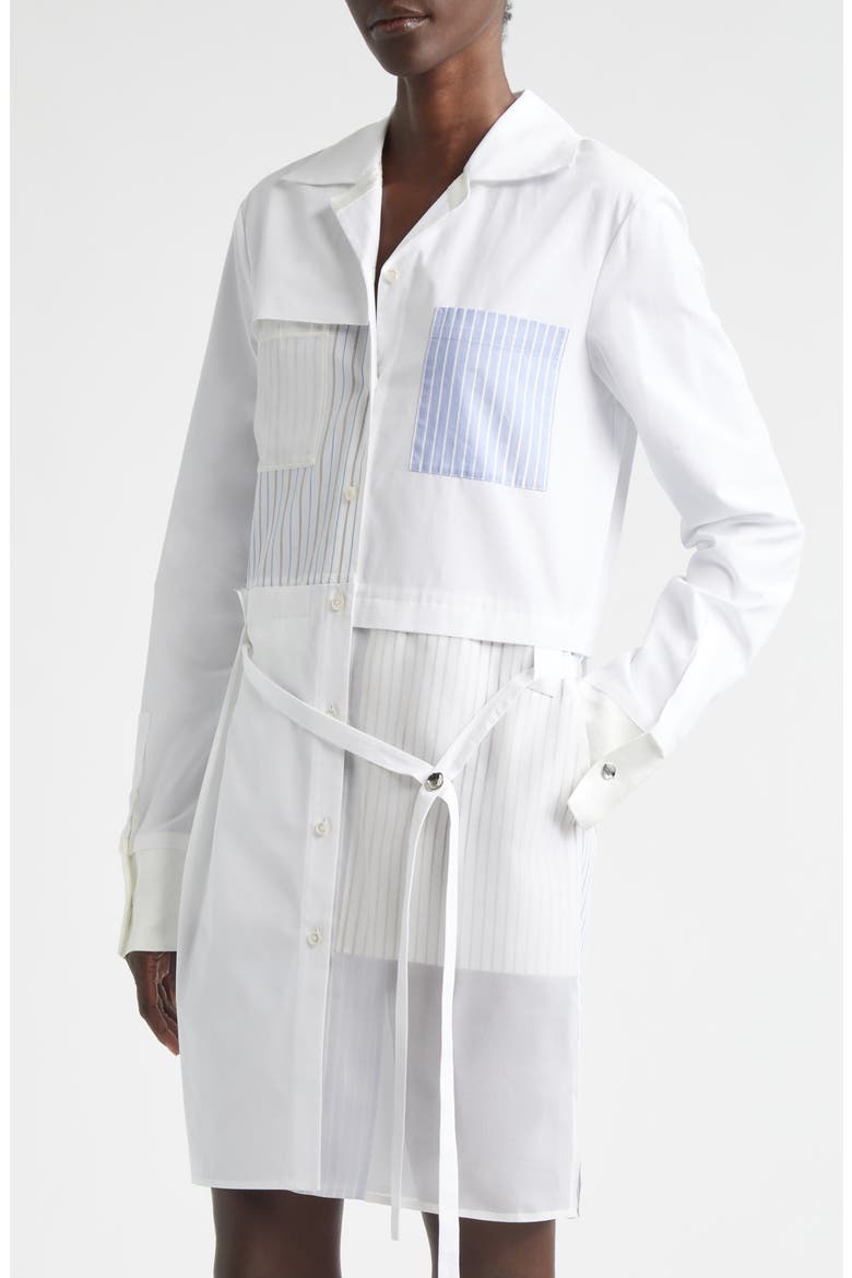 Collage Mixed Media Long Sleeve Shirtdress, Alternate, color, WHITE