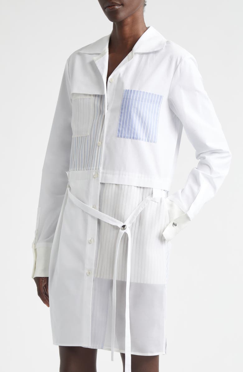 Jason Wu Collection Collage Mixed Media Long Sleeve Shirtdress, Alternate, color, White