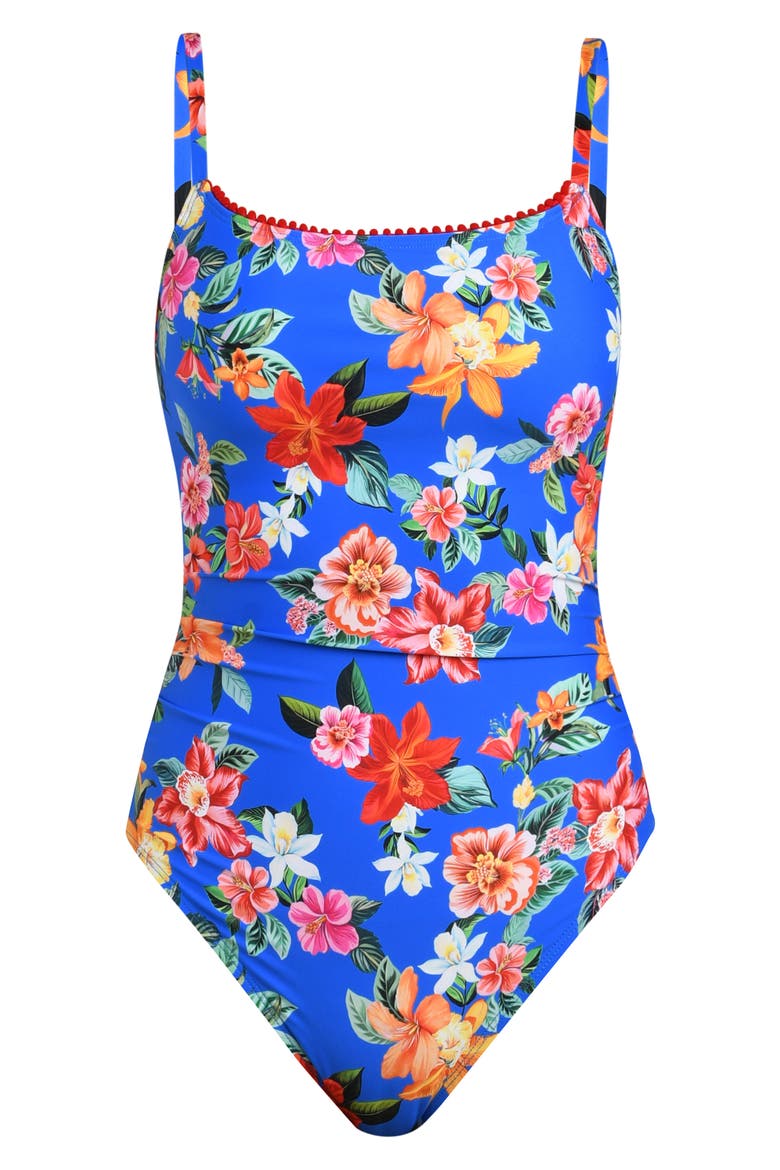 Modern One-Piece Swimsuit, Alternate, color, BLUE MULTI