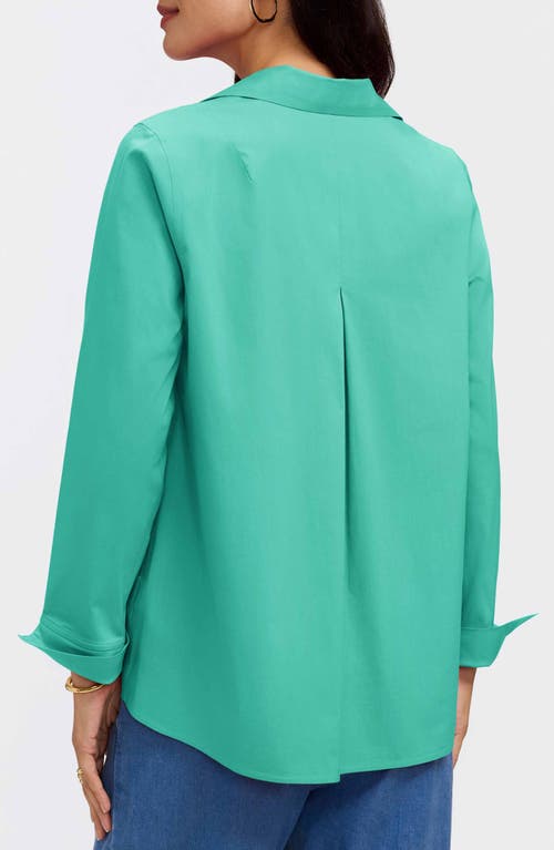 Foxcroft Agnes Split Cuff Popover Blouse In Green