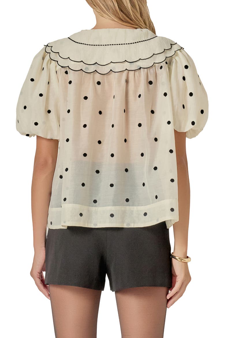 Scallop Dot Sheer Puff Sleeve Top, Alternate, color, CREAM