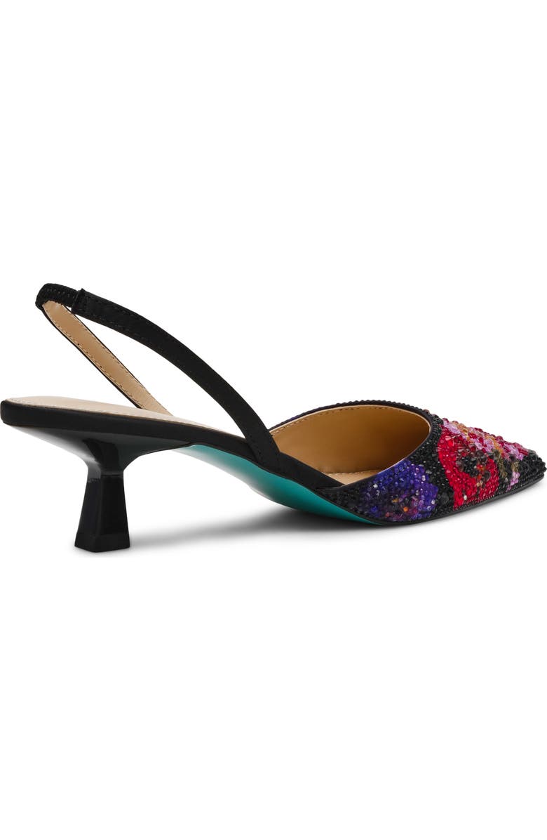 Betsey Johnson Oppal Rhinestone Slingback Pump, Alternate, color, Black Flower Multi