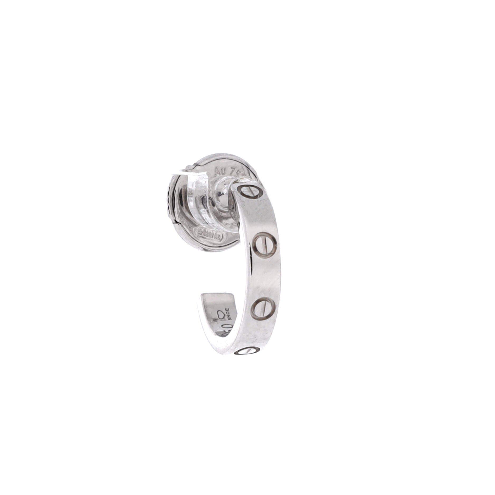Love Hoop Earrings 18K White Gold Small, Alternate, color, Metallic Gold