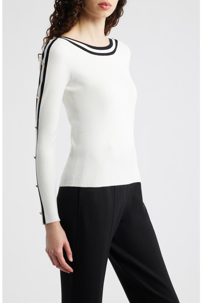The Abbie Rib Sweater, Alternate, color, SKY WHITE / NOIR
