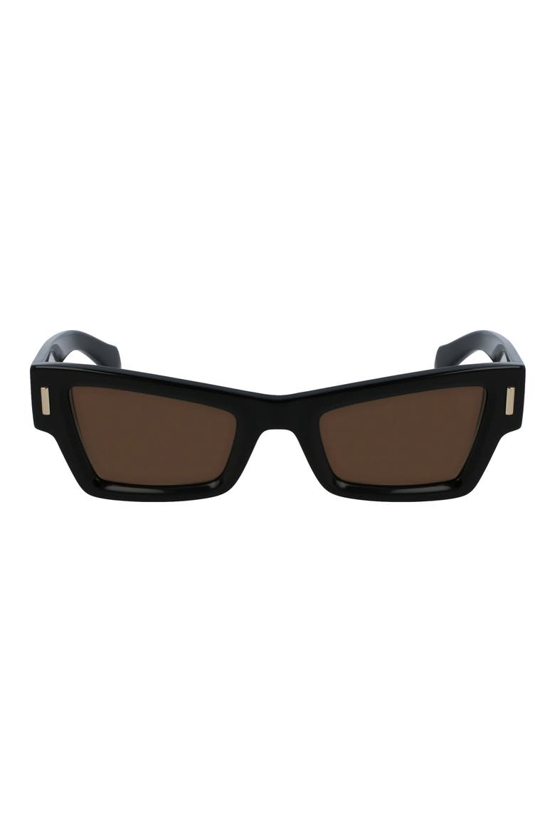 Rivets 53mm Modified Rectangular Sunglasses, Main, color, BLACK