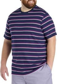 Harbor Bay by DXL Big & Tall Moisture-Wicking Striped T-Shirt