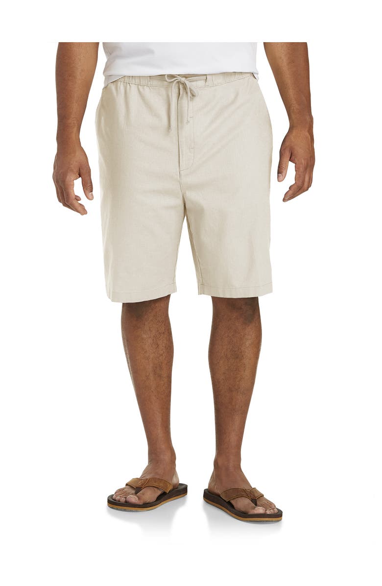 Oak Hill by DXL Big & Tall Linen-Blend Drawstring Shorts, Main, color, Natural