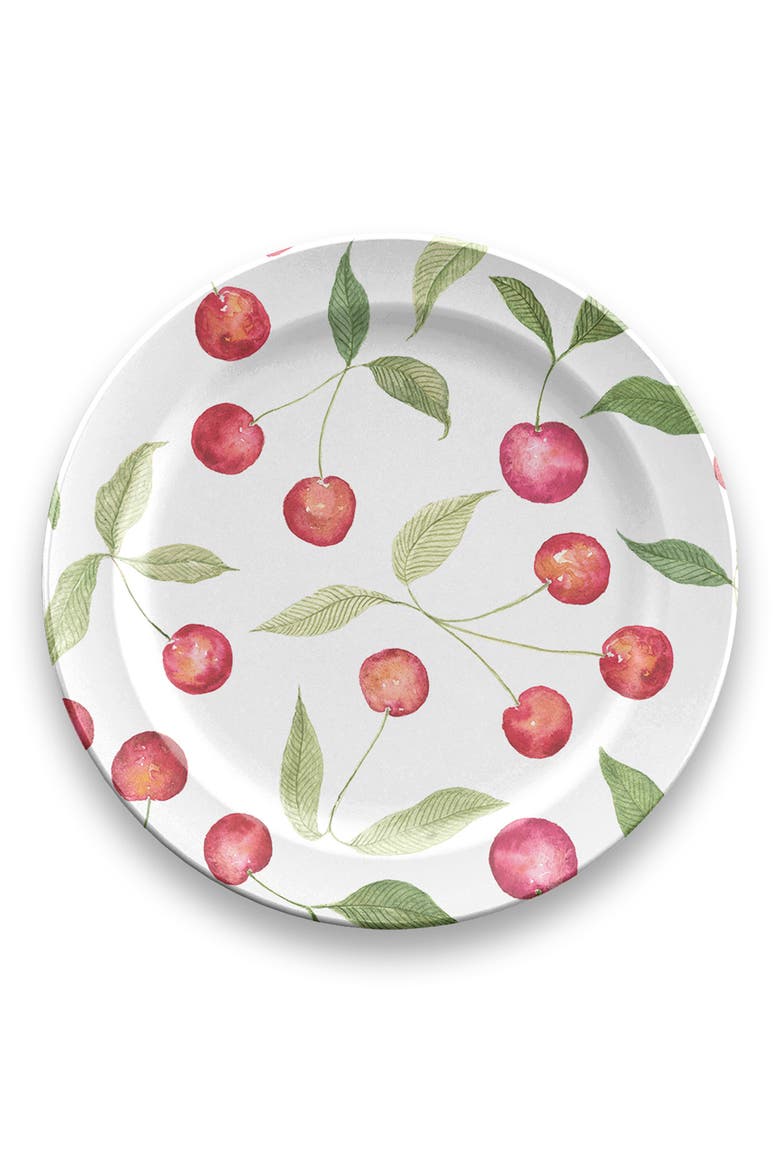 Berries Cherries Set of Six Melamine Salad Plates, Alternate, color, WHITE MULTI