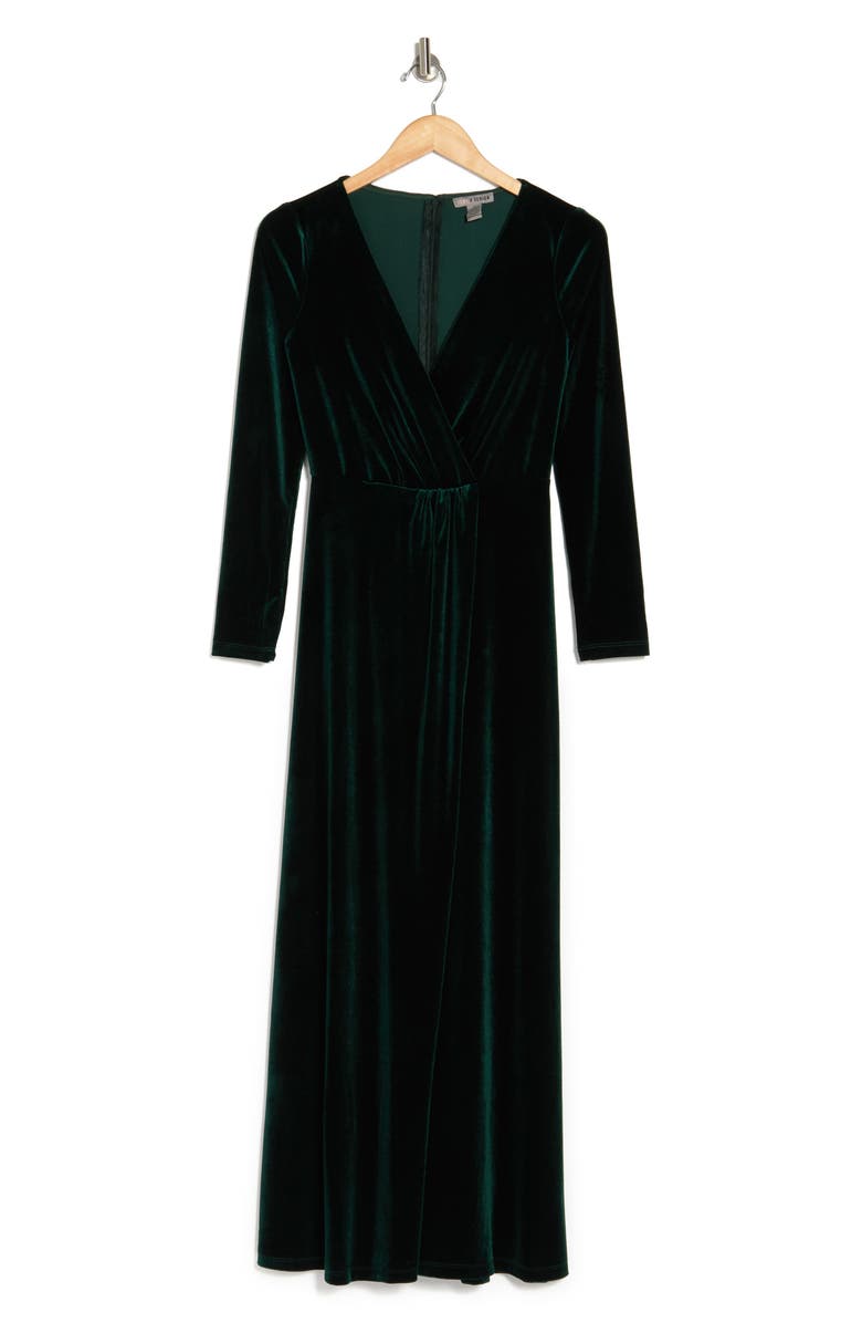 Love By Design Long Sleeve Velvet Maxi Dress, Alternate, color, Emerald
