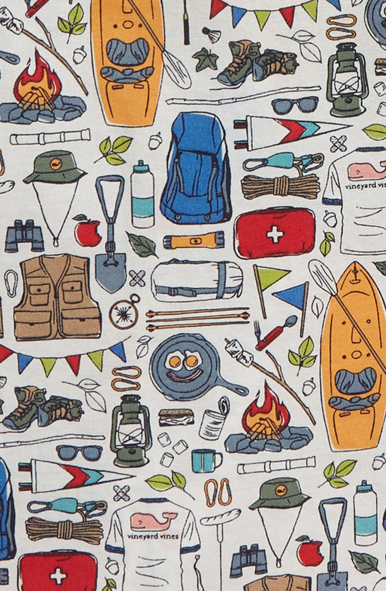 vineyard vines Kids' Camp Print Short Sleeve Cotton Button-Up Shirt, Alternate, color, 