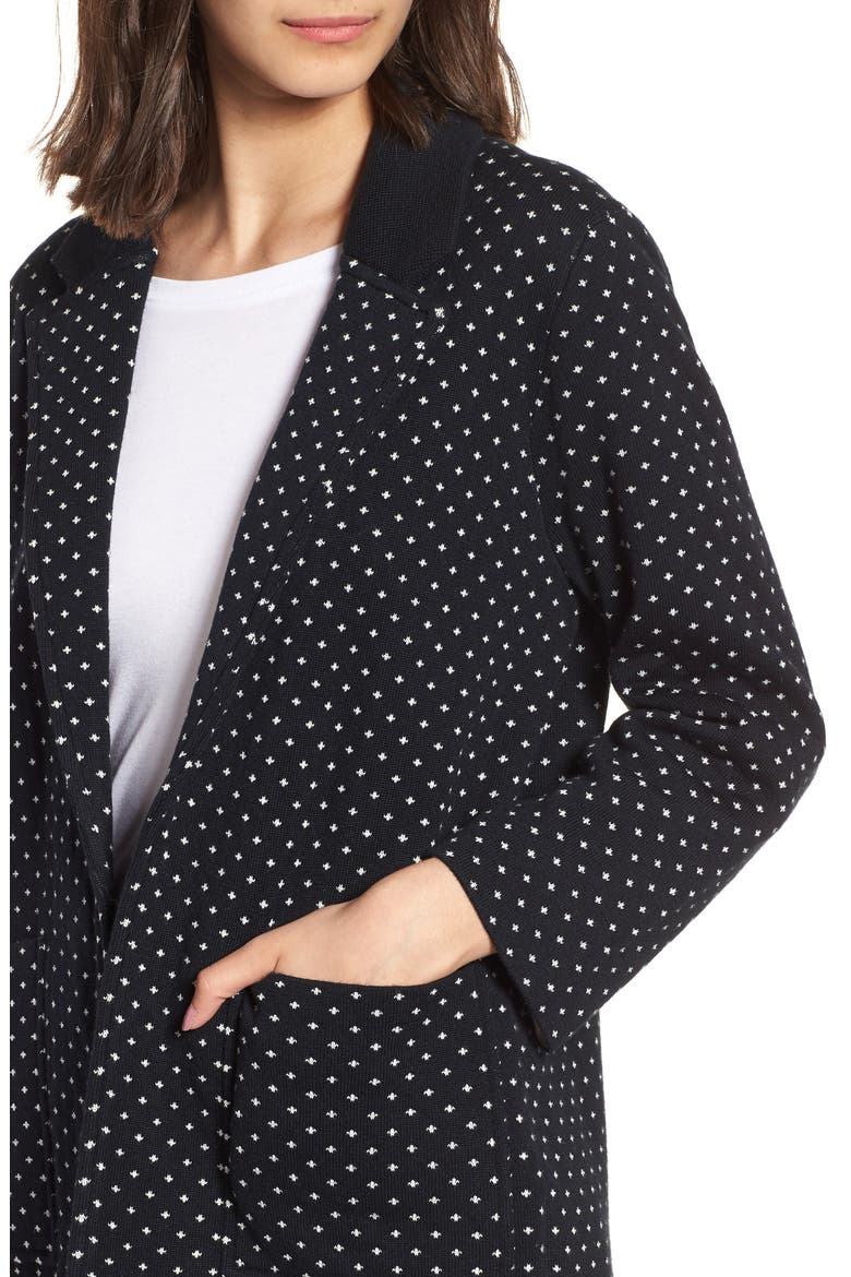 Dot Jacquard Sweater Blazer, Alternate, color, NAVY IVORY