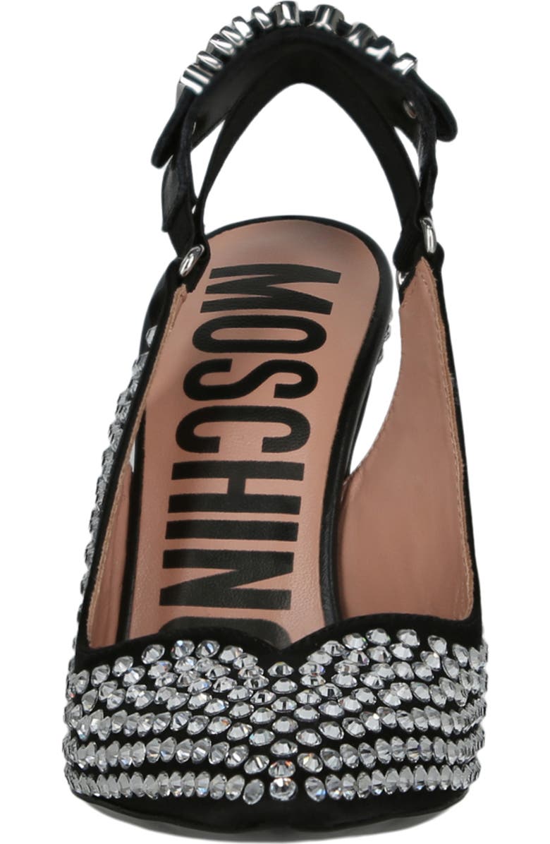 Moschino Satin Crystal Slingback Pump, Alternate, color,